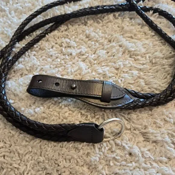 Braided Rope Leather Belt Brown Silver XL - Picture 4 of 7